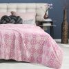 Pack Of 2 Back Printing Shaved Flannel Plush Blanket, checked Blanket for Bed or Sofa, 80" x 90", Pink