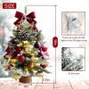 Osunnus Small Christmas Tree with Lights Table Top Mini Christmas Tree Artificial Flocked Xmas Decorations for Living Room Bedroom Office Shop;  18"