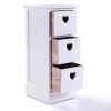 Modern Wood Nightstand Cabinet, Bed Side Table with 3 Drawers, Files Organizer Furniture for Living Room Bedroom Office, White with Heart-Shaped Cut-o