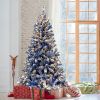 6FT Pre-Lit Hinged Artificial Fir Chritmas Tree, Snow Flocked Artificial Holiday Christmas Tree w/750 Branch Tips