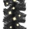 Christmas Garland with LED Lights 393.7" Black