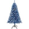 6FT Pre-Lit Hinged Artificial Fir Chritmas Tree, Snow Flocked Artificial Holiday Christmas Tree w/750 Branch Tips