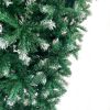 Upside Down Green Christmas Tree, with LED Warm White Lights, Green leaves with part spraying White, Reinforced Metal Base & Easy Assembly 7.4ft