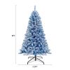 6FT Pre-Lit Hinged Artificial Fir Chritmas Tree, Snow Flocked Artificial Holiday Christmas Tree w/750 Branch Tips