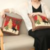 1Pcs Christmas Pillowcase Elk Tree Printing Decoration Square Pillow Cover Household Supplies for Sofa