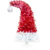 6FT Hinged Fraser Fir Artificial Fir Bent Top Christmas Tree, Bendable Santa Hat Style Christmas Tree Holiday Decoration w/1,250 Lush Branch Tips, 300