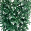 Upside Down Green Christmas Tree, with LED Warm White Lights, Green leaves with part spraying White, Reinforced Metal Base & Easy Assembly 7.4ft