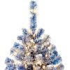 6FT Pre-Lit Hinged Artificial Fir Chritmas Tree, Snow Flocked Artificial Holiday Christmas Tree w/750 Branch Tips