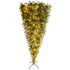 Upside Down Green Christmas Tree, with LED Warm White Lights, Green leaves with part spraying White, Reinforced Metal Base & Easy Assembly 7.4ft