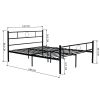 Metal Double Bed/Metal Platform Bed Frame/Foundation with HeadBoard & Footboard, NO Mattress