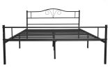 EASE-WAY Black Metal Bed Frame Queen Size, Vintage Headboard and Footboard, Premium Stable Steel Slat Support Mattress Foundation