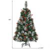 4 Feet Artificial Christmas Tree with Pine Cones and Red Berry Clusters