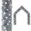 Christmas Garland with LED Lights 197" Silver