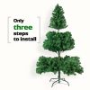 6ft 1050 Branch Christmas Tree Folding Metal Christmas Tree Stand, Xmas Pine Tree for Indoor Outdoor Holiday Decoration