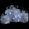 Decorative Christmas Gift Boxes 3 pcs Silver Outdoor Indoor