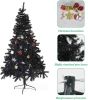 Black Christmas Tree 7 Feet Halloween Tree Artificial Pine Tree Holiday Decoration with Xmas Tree Ornaments w/ 1000 Branch Tips