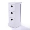 Modern Wood Nightstand Cabinet, Bed Side Table with 3 Drawers, Files Organizer Furniture for Living Room Bedroom Office, White with Heart-Shaped Cut-o