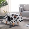 Animal storage stool for kids, ottoman bedroom furniture, cow style kids footstool, cartoon chair with solid wood legs, decorative footstool for offic