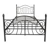 Victorian Vintage Style Full Size Bed Frame Metal Platform Mattress Foundation with Headboard Footboard XH