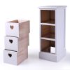 Modern Wood Nightstand Cabinet, Bed Side Table with 3 Drawers, Files Organizer Furniture for Living Room Bedroom Office, White with Heart-Shaped Cut-o