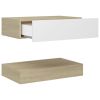 Bedside Cabinets 2 pcs White and Sonoma Oak 23.6"x13.8" Chipboard