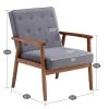 (75 x 69 x 84)cm Retro Modern Wooden Single Chair, Grey Fabric  YJ