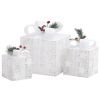 Decorative Christmas Gift Boxes 3 pcs Silver Outdoor Indoor