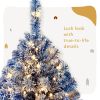 6FT Pre-Lit Hinged Artificial Fir Chritmas Tree, Snow Flocked Artificial Holiday Christmas Tree w/750 Branch Tips