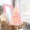 Pre-lit Artificial Christmas 2-Piece Set, 5FT Pink Christmas Tree with 6 feet Garland