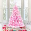 Pre-lit Artificial Christmas 2-Piece Set, 5FT Pink Christmas Tree with 6 feet Garland