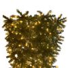 Upside Down Green Christmas Tree, with LED Warm White Lights, Green leaves with part spraying White, Reinforced Metal Base & Easy Assembly 7.4ft