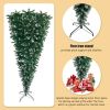 Upside Down Green Christmas Tree, with LED Warm White Lights, Green leaves with part spraying White, Reinforced Metal Base & Easy Assembly 7.4ft