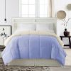 DunaWest Genoa King Size Box Quilted Reversible Comforter , Blue and Cream