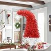 6FT Hinged Fraser Fir Artificial Fir Bent Top Christmas Tree, Bendable Santa Hat Style Christmas Tree Holiday Decoration w/1,250 Lush Branch Tips, 300