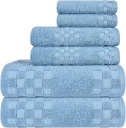 DIAOJIA Bath Towels Gray Towel Soft 6 Piece (Color: Blue)