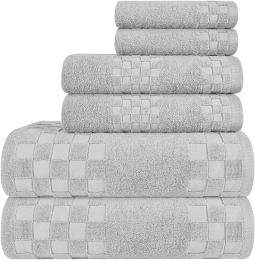 DIAOJIA Bath Towels Gray Towel Soft 6 Piece (Color: Grey)