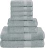 GLAMBURG Ultra Soft 8 Piece Towel Set - 100% Pure Ring Spun Cotton, Contains 2 Oversized Bath Towels 27x54, 2 Hand Towels 16x28, 4 Wash Cloths 13x13