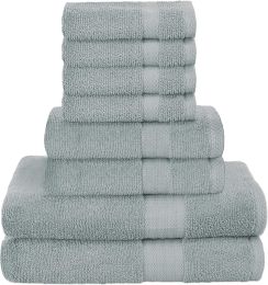 GLAMBURG Ultra Soft 8 Piece Towel Set - 100% Pure Ring Spun Cotton, Contains 2 Oversized Bath Towels 27x54, 2 Hand Towels 16x28, 4 Wash Cloths 13x13 (Color: Burgandy)