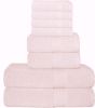 GLAMBURG Ultra Soft 8 Piece Towel Set - 100% Pure Ring Spun Cotton, Contains 2 Oversized Bath Towels 27x54, 2 Hand Towels 16x28, 4 Wash Cloths 13x13