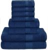 GLAMBURG Ultra Soft 8 Piece Towel Set - 100% Pure Ring Spun Cotton, Contains 2 Oversized Bath Towels 27x54, 2 Hand Towels 16x28, 4 Wash Cloths 13x13