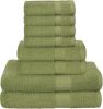 GLAMBURG Ultra Soft 8 Piece Towel Set - 100% Pure Ring Spun Cotton, Contains 2 Oversized Bath Towels 27x54, 2 Hand Towels 16x28, 4 Wash Cloths 13x13