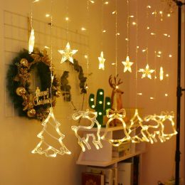 Christmas Curtain Shop Window Lights (Model: USB, Style: Christmas)