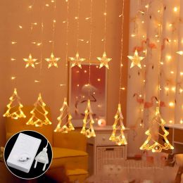 Christmas Curtain Shop Window Lights (Model: EU, Style: Christmas tree)