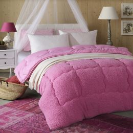 Australian lamb wool winter quilt thickened warm quilt (Color: Pink, size: 110x150)