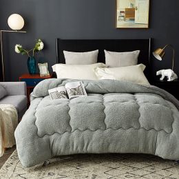 Australian lamb wool winter quilt thickened warm quilt (Color: Grey, size: 150x200)