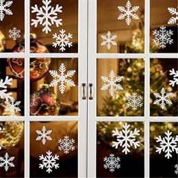 3Pcs Christmas Snowflake Adhesive Wall Sticker Shop Window Decal Decorations (Color: White)