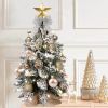 2ft Tabletop Christmas Tree with Light Artificial Small Mini Christmas Decoration with Flocked Snow, Exquisite Decor & Xmas Ornaments for Table Top fo