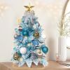 2ft Tabletop Christmas Tree with Light Artificial Small Mini Christmas Decoration with Flocked Snow;  Exquisite Decor & Xmas Ornaments for Table Top f