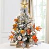 2ft Tabletop Christmas Tree with Light Artificial Small Mini Christmas Decoration with Flocked Snow;  Exquisite Decor & Xmas Ornaments for Table Top f