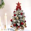 2ft Tabletop Christmas Tree with Light Artificial Small Mini Christmas Decoration with Flocked Snow;  Exquisite Decor & Xmas Ornaments for Table Top f